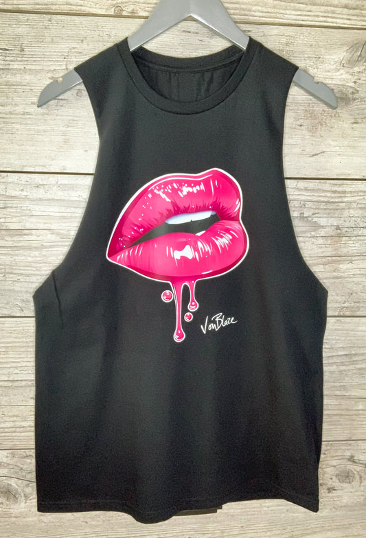 VonBlaze Pink Lipz Cut Off Tank